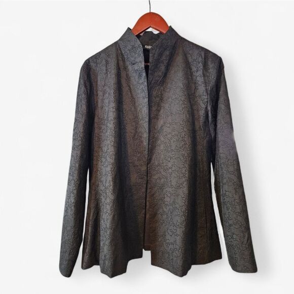 Eileen Fisher Jackets & Blazers - Eileen Fisher 100% Silk Textured Minimalist High Collar Dress Blazer Jacket L